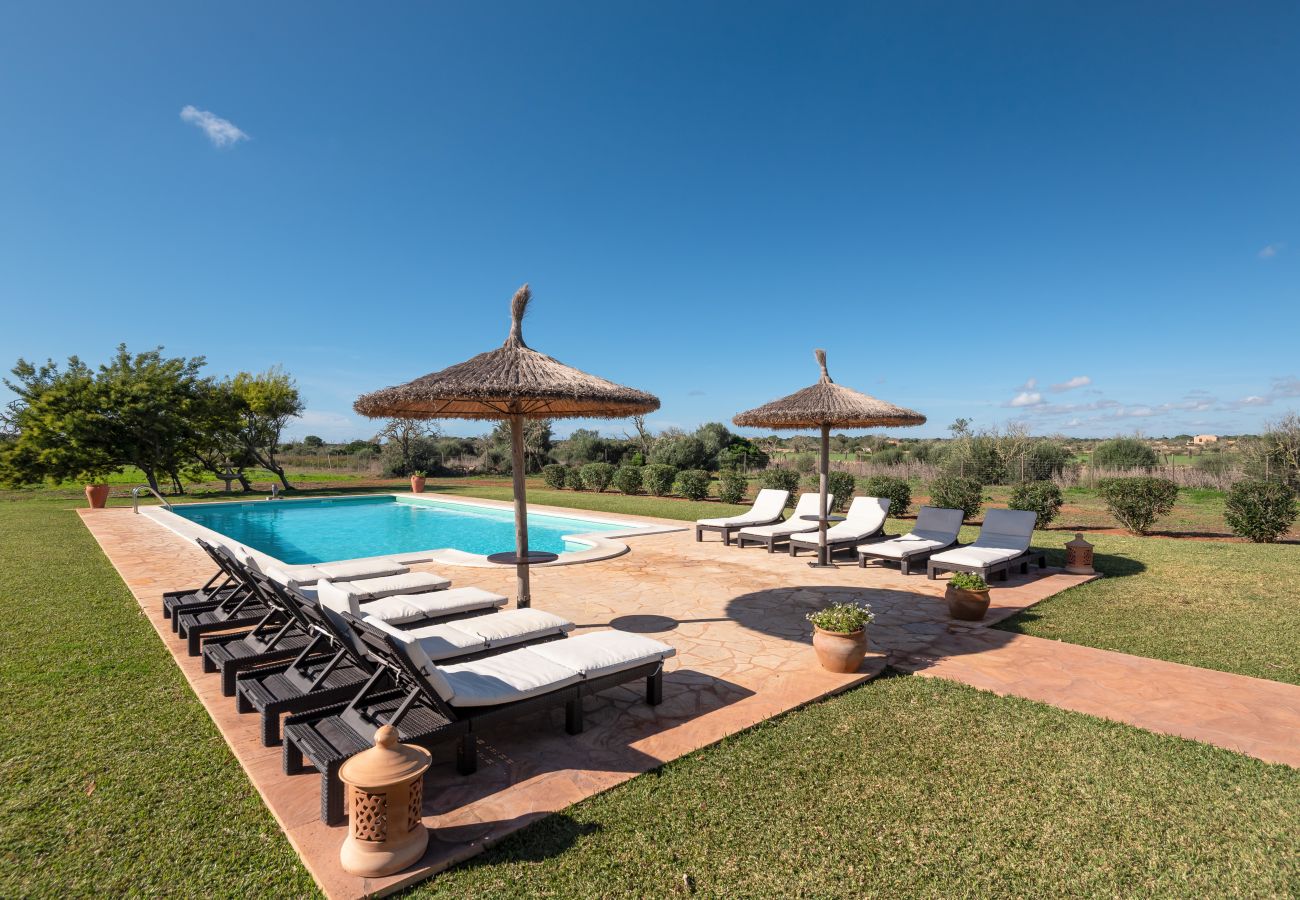 Finca in Es Llombards - Lichtoase in Es Llombards: Pool, Klima & Pizzaofen (10P)
